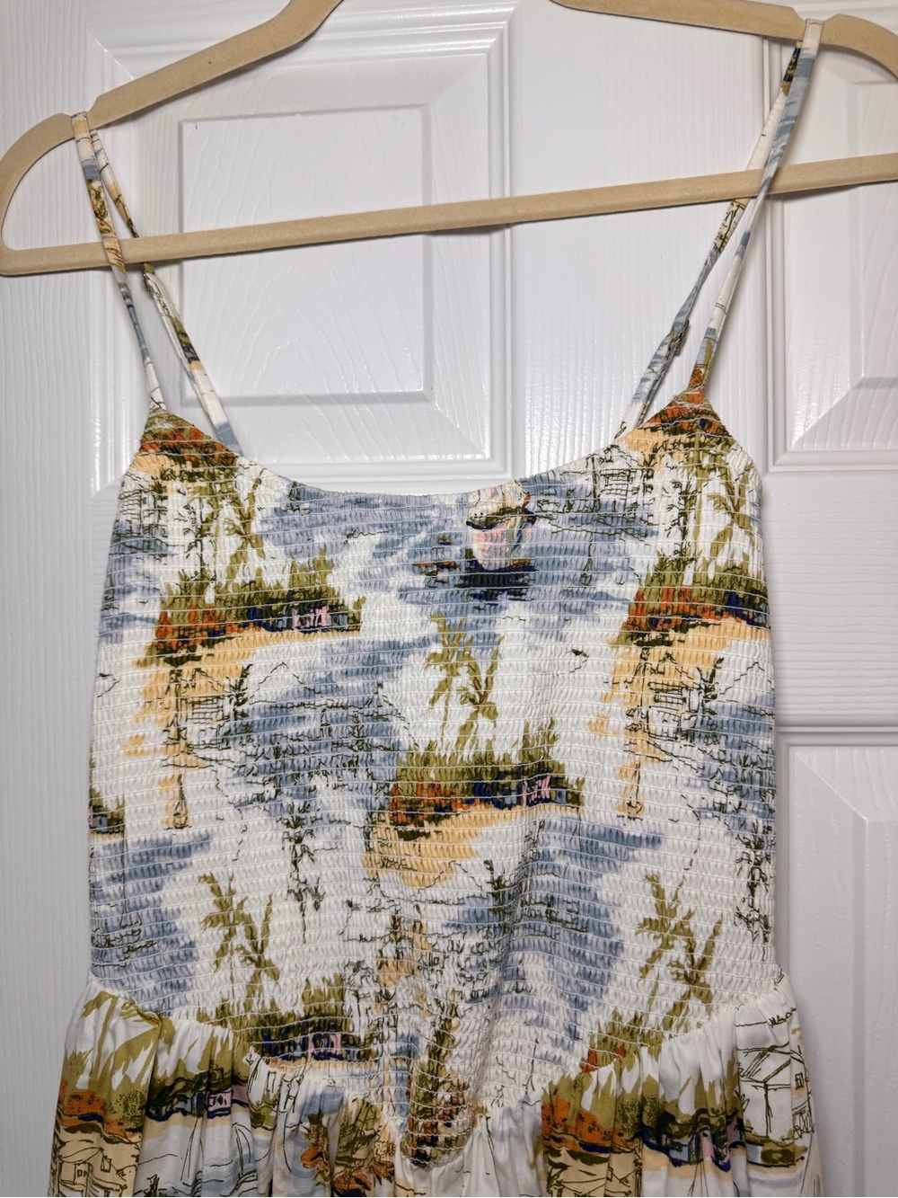 Abercrombie & Fitch Sydney Smocked Dipped-Waist Midi Dress - Picture 7 of 9